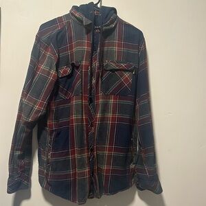 Very warm men’s size large flannel jacket with hood